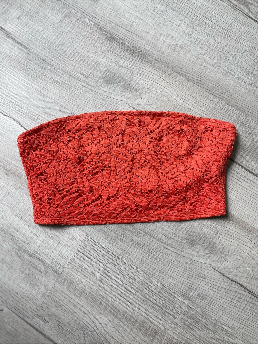 Red Lace Bandeau Tube Top - Women's Strapless